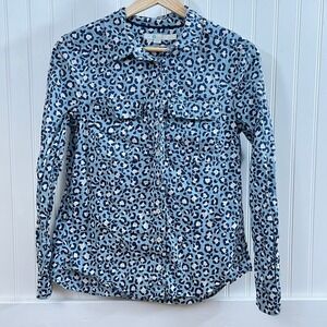 Boden 100% Cotton Leopard Animal Print Button Down Shirt 4 Preppy Chic Twee